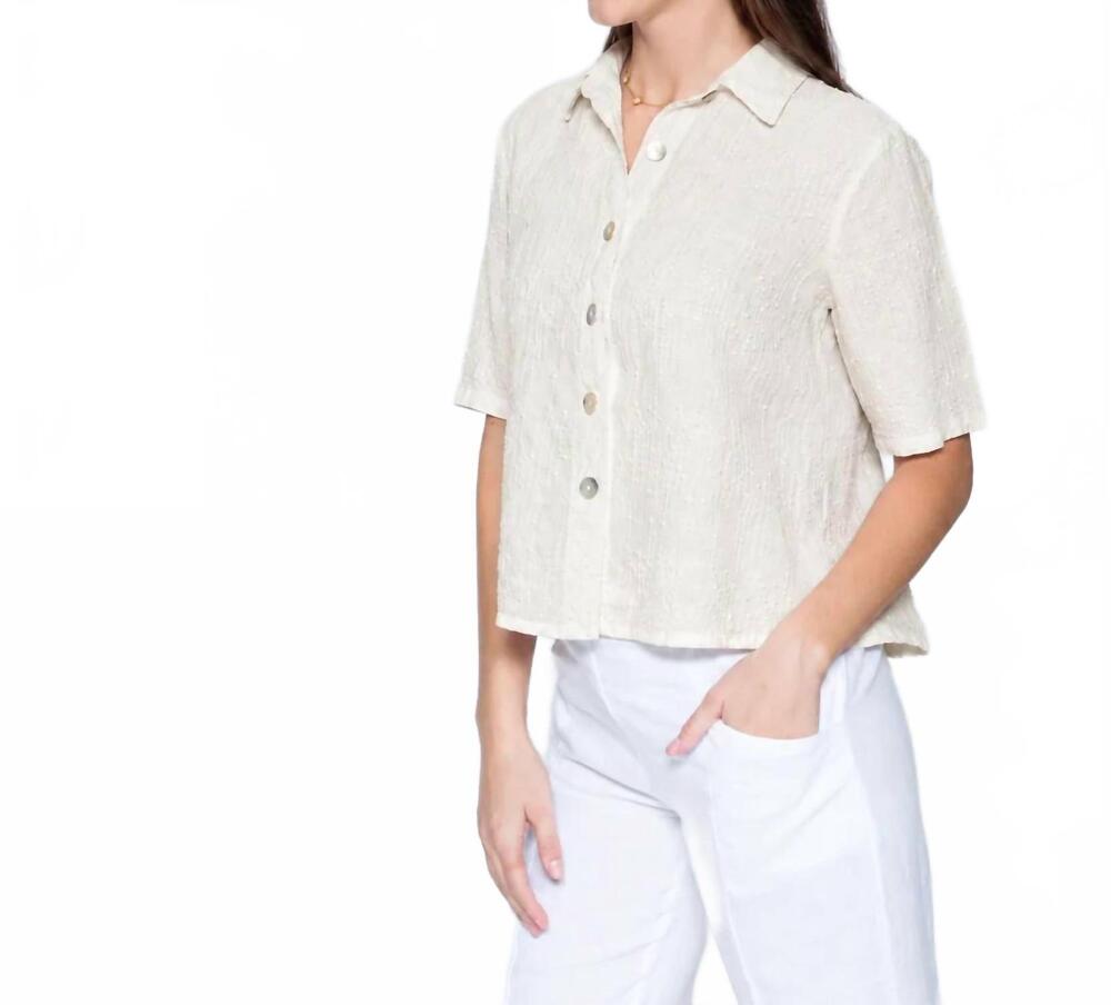 NEW BLUEBERRY cropped camp shirt in ecru